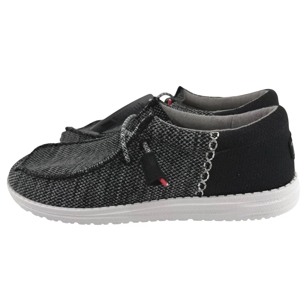Hey Dude Wally Funk Open Mesh Mens Loafers Black White Size‎ 12 New Comfort